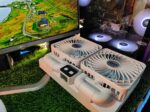 USB Solar Double Head Charging Fan - Image 2