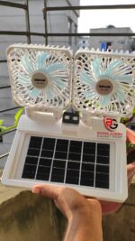 USB Solar Double Head Charging Fan - Image 3